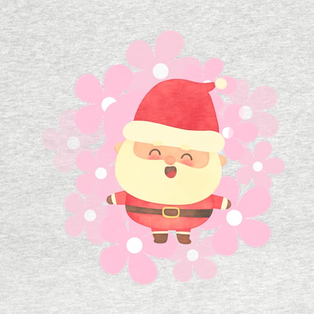 Retro vintage pink Santa Claus with vintage flower by Yenz4289